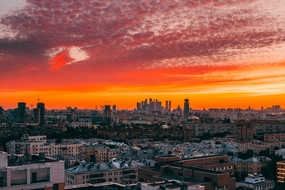 黄昏城市摩天大楼建筑群摄影图片